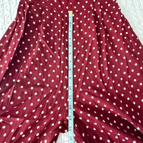 Band Of The Free Burgundy Polka Dot Puff Sleeve Maxi Jumpsuit Womens S/M - Picture 13 of 15